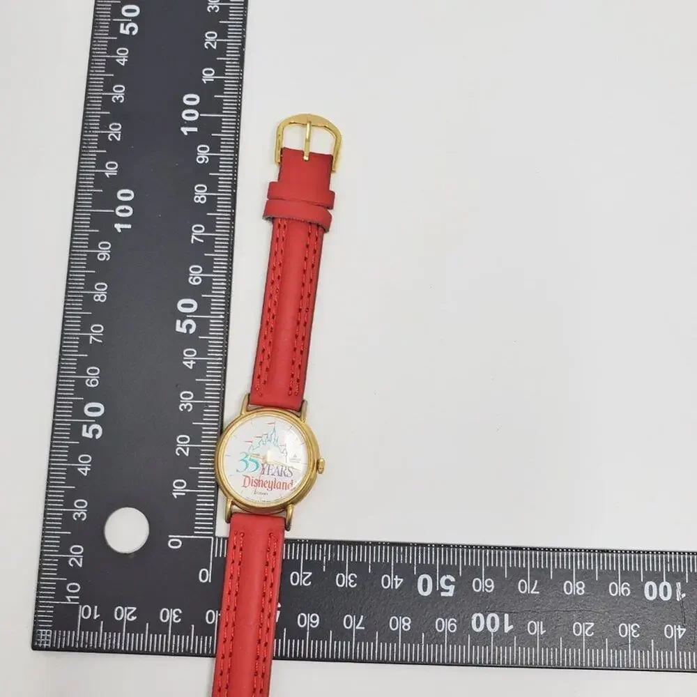 Disneyland 35 Years Celebration Gold Quartz Watch Red Band